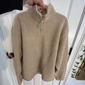 Oversized Sherpa Half-Zip Sweatshirt for Women